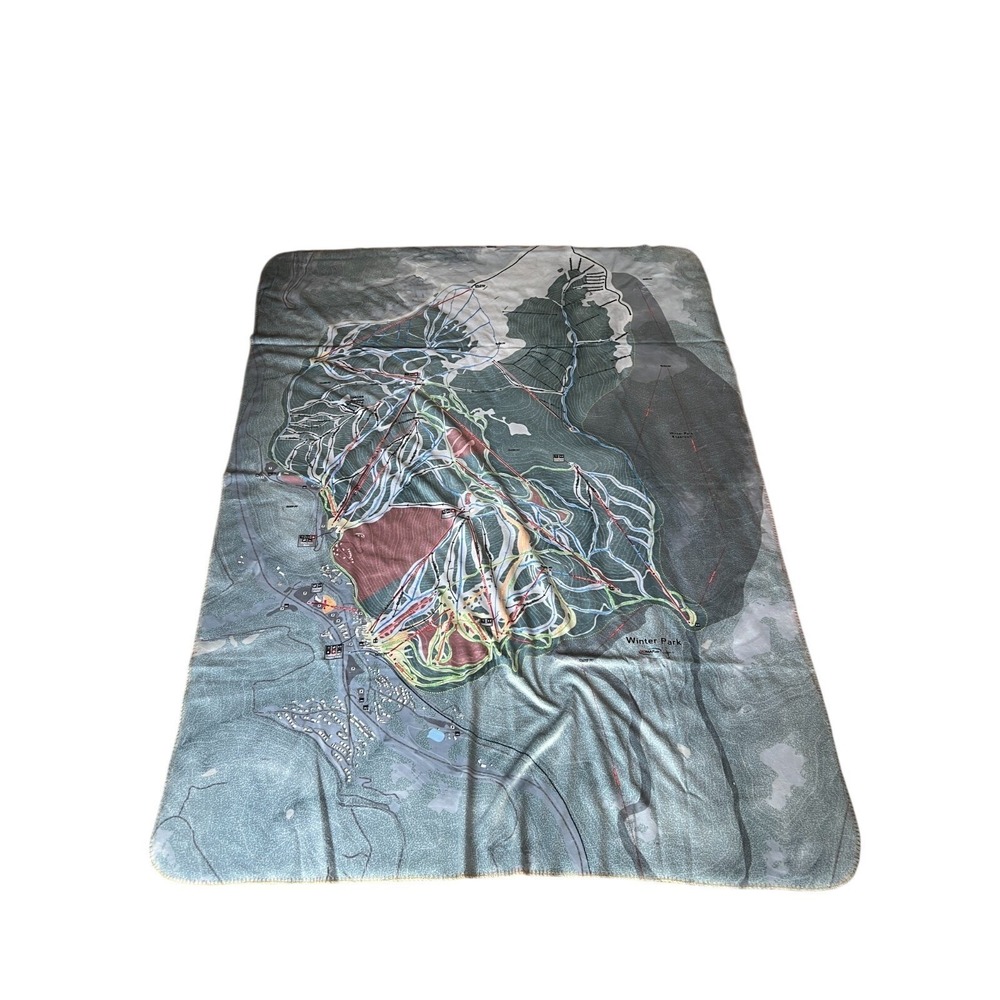 Winter Park Ski Resort Map Plush Throw Blanket Terrytown Alpine Cabin Decor